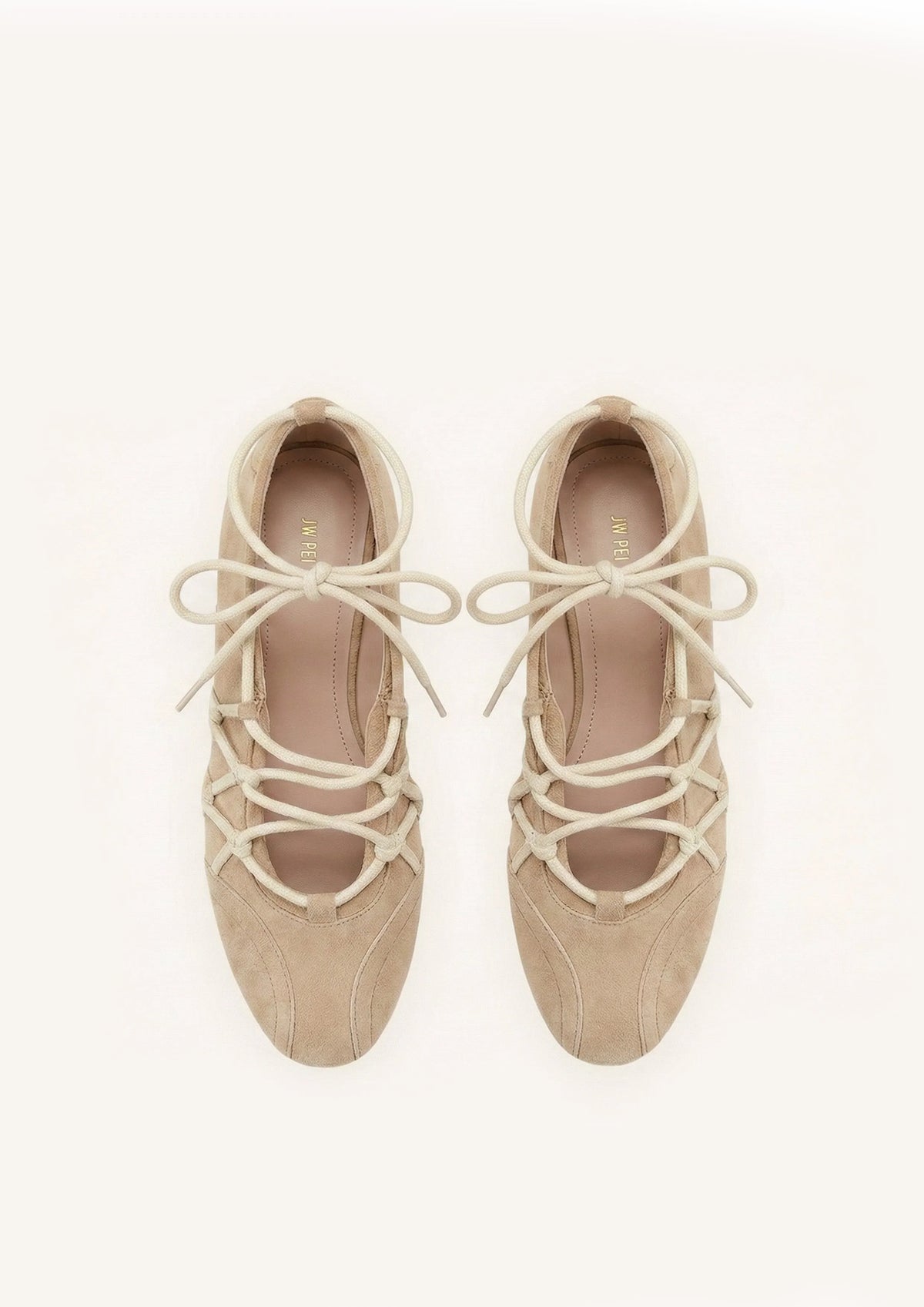 Iria Lace-Up Ballet Flats - Light Brown
