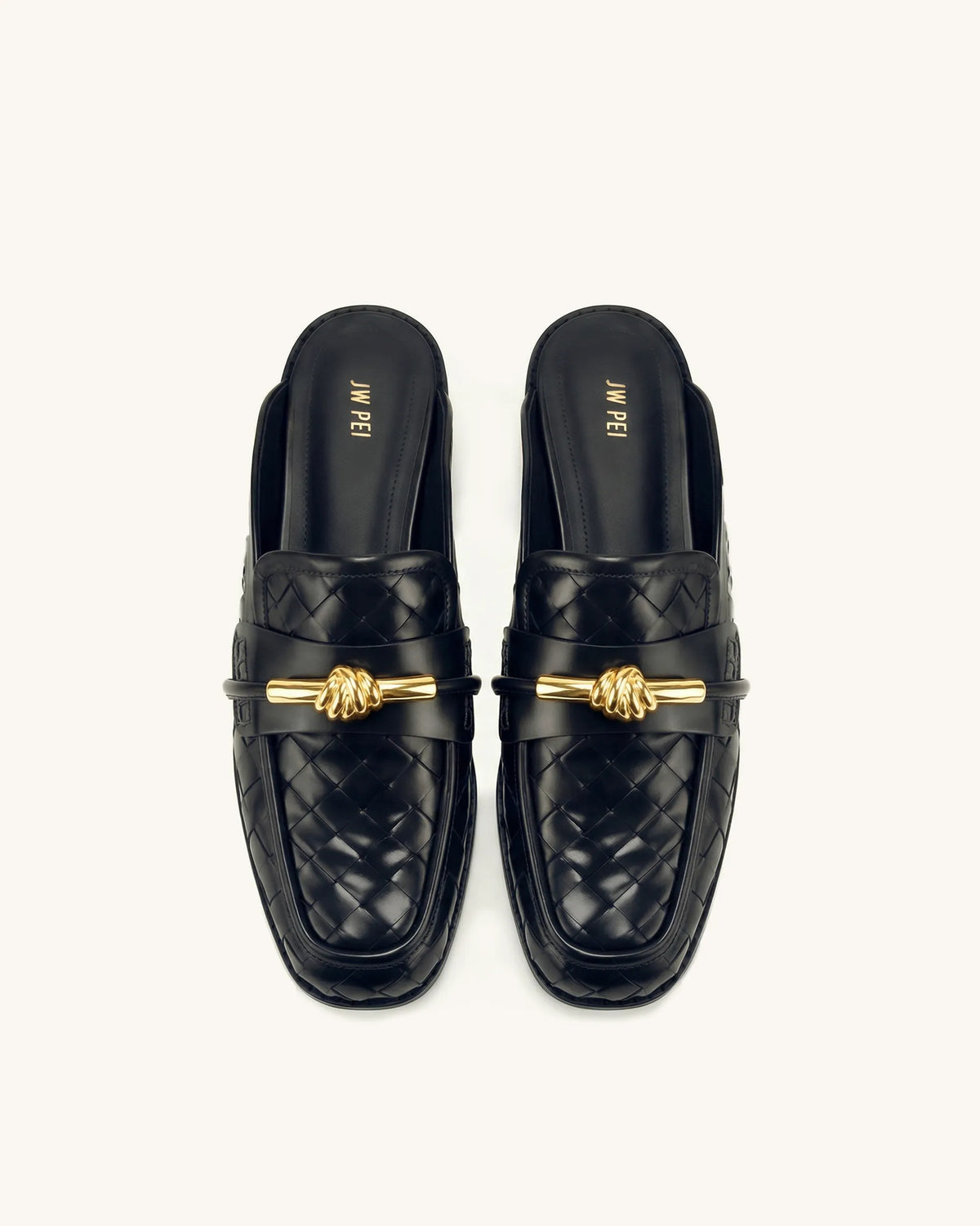 Elowen Woven Horsebit Mule Loafers - Black