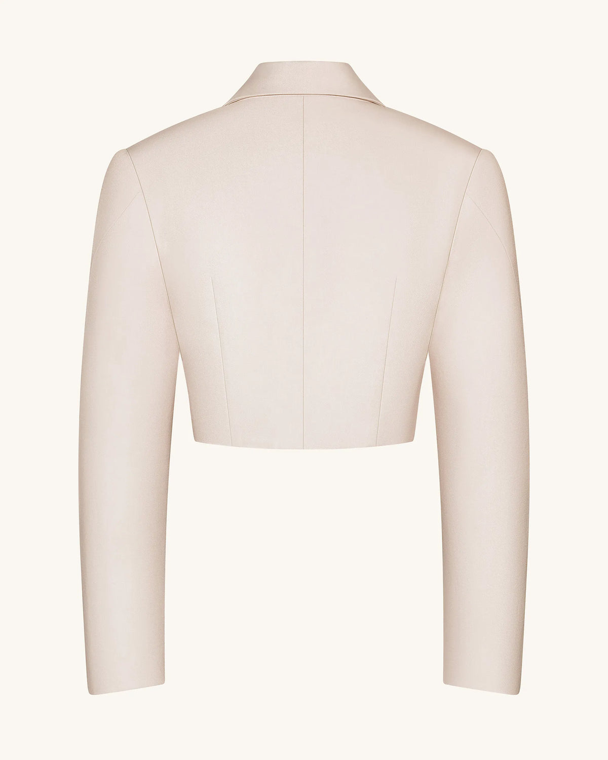 Structured Power-Shoulder Cropped Blazer - Beige