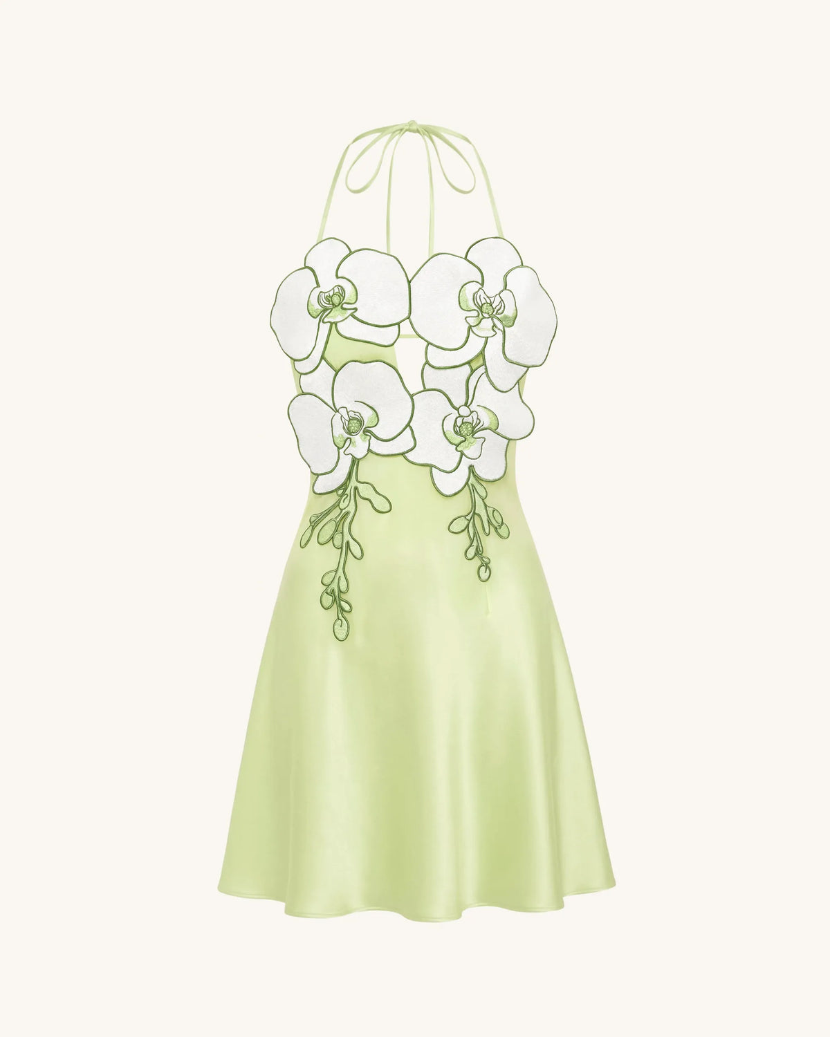 Orchid Embroidered Halter Mini Dress - Light Green