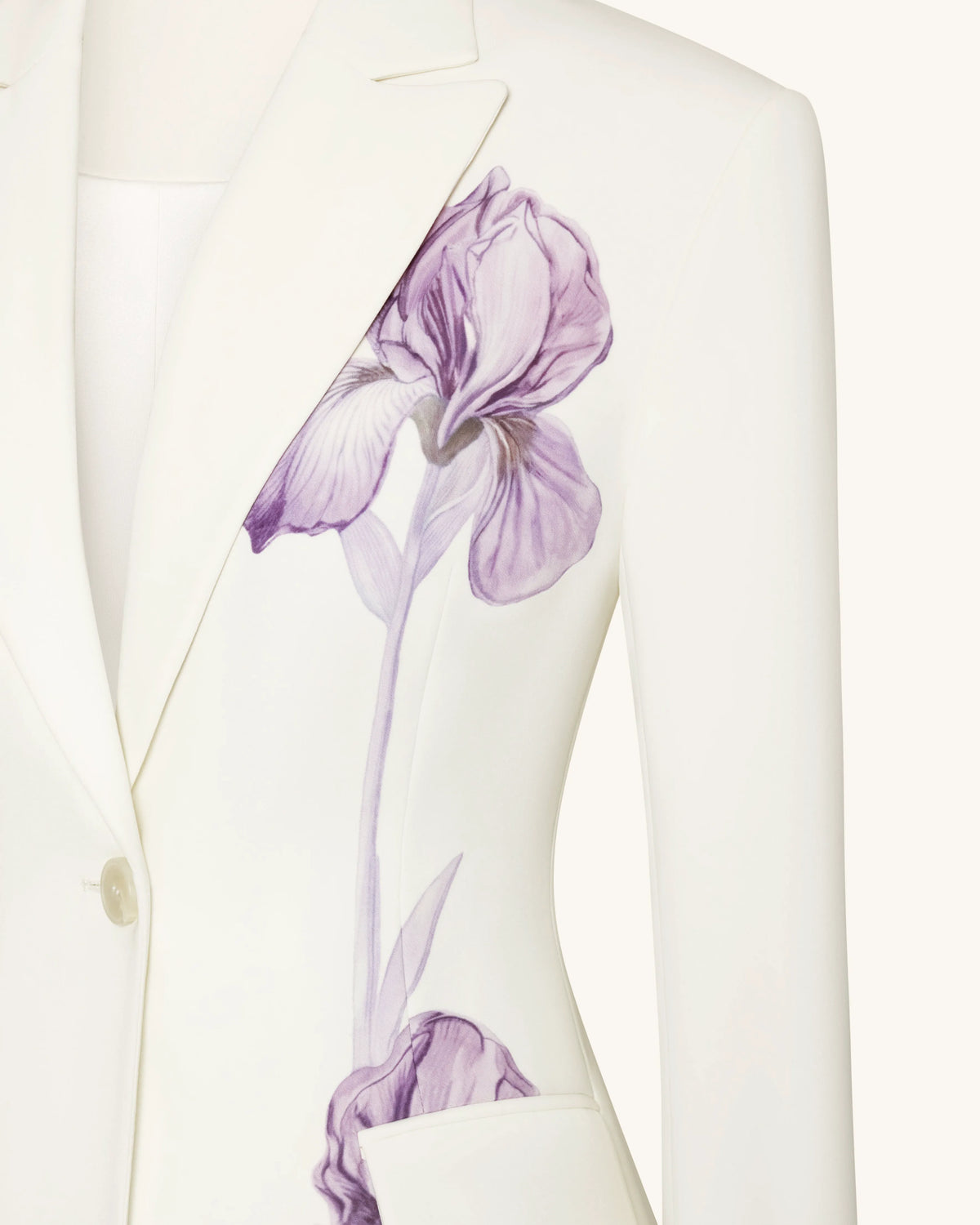 Iris Embroidery Hourglass Blazer - White