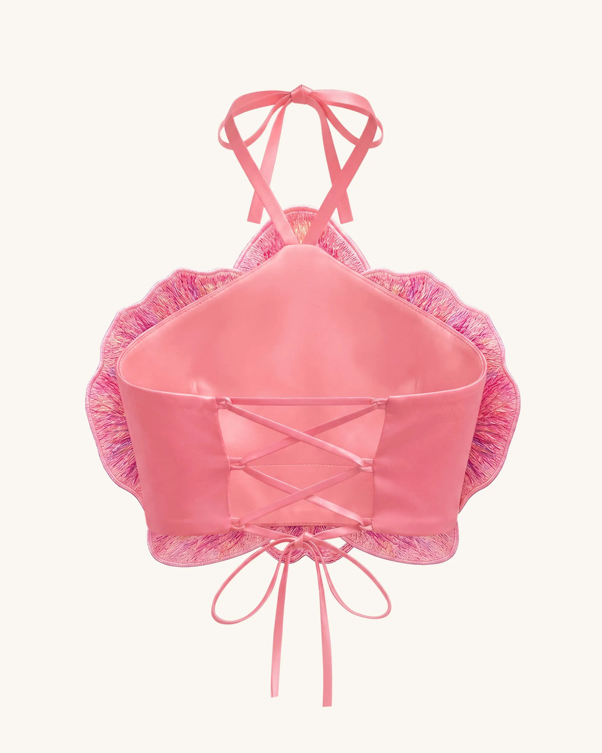 3D Orchid Halter Crop Top - Pink