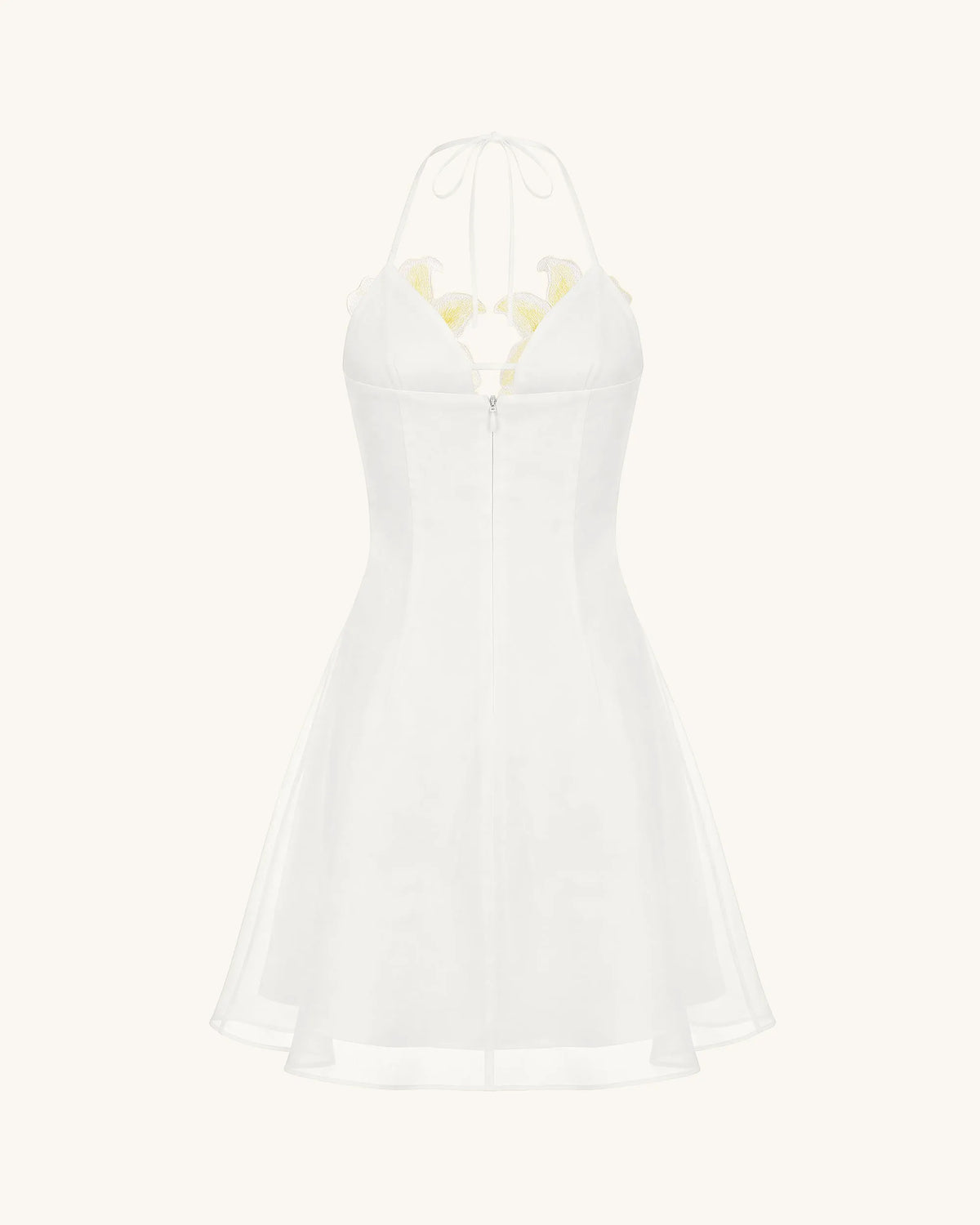 Lily-Embroidered Halter Mini Dress - White