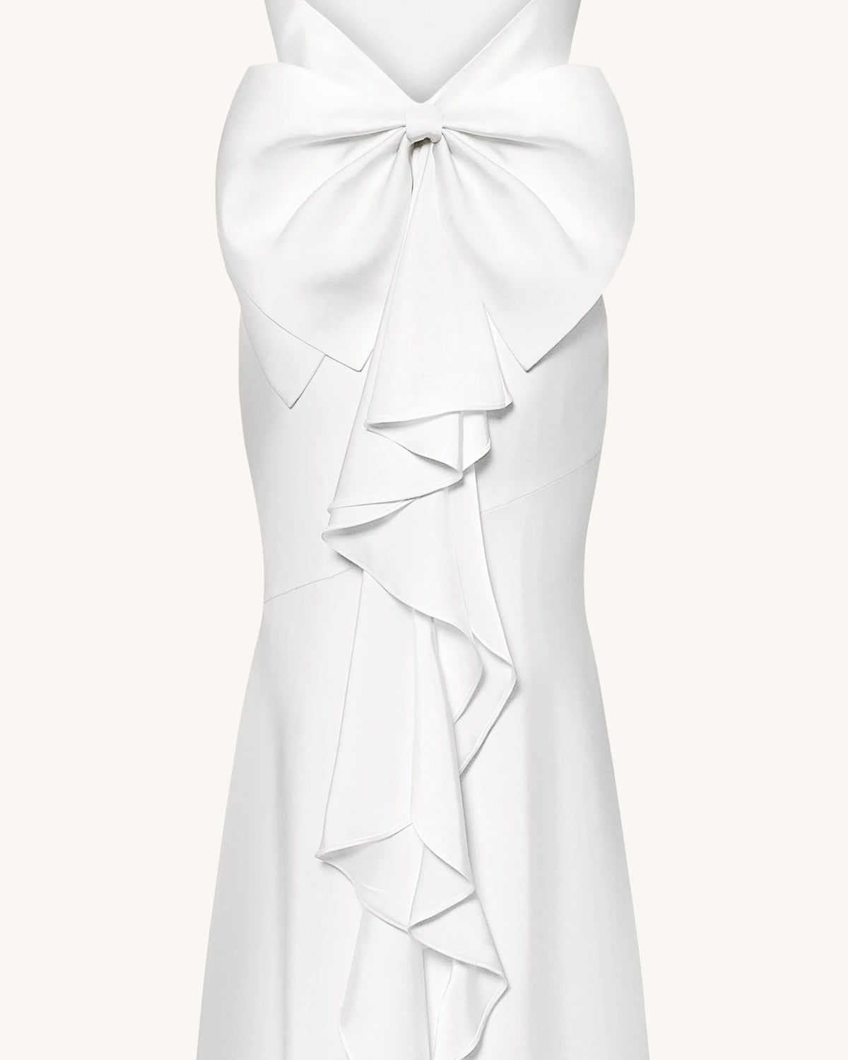 Satin Cowl-Neck Bow-Back Maxi Dress - White