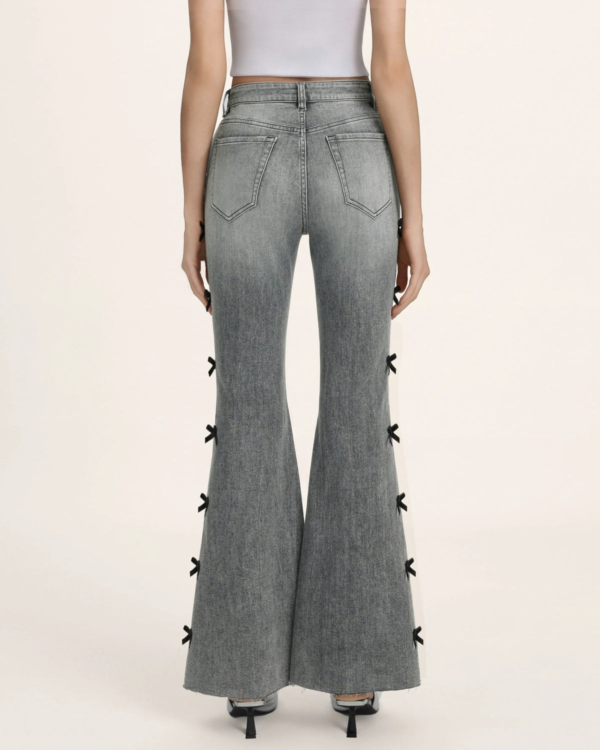 Black Velvet Bow Boogie Child Fray Jeans - Smoke and Mirrors