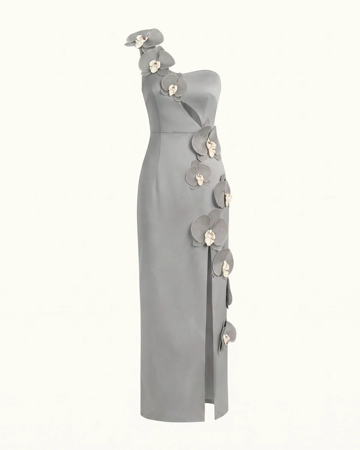 Orchid Embellished Cutout Slit Maxi Dress - Grey