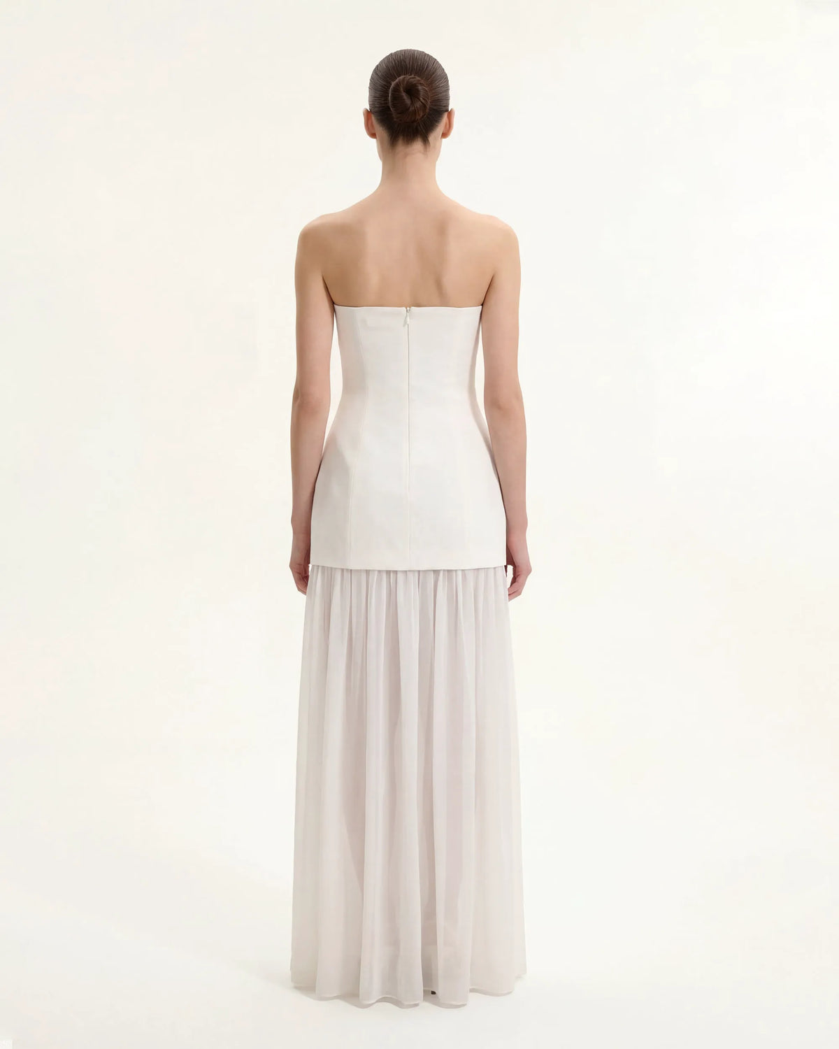 Floral Print Strapless Mixed Maxi Dress - Ivory