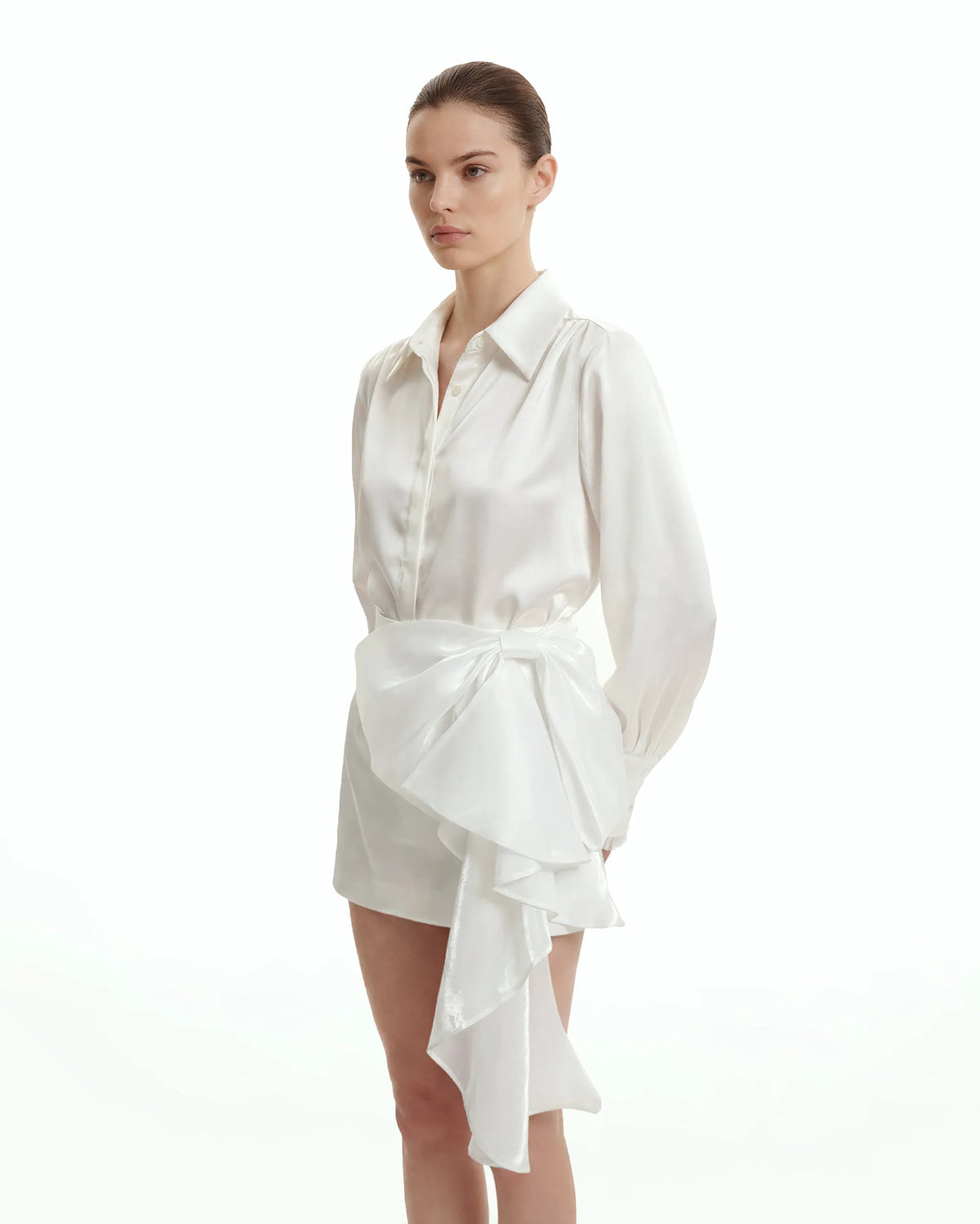 Cascading Bow Mini Skirt - White