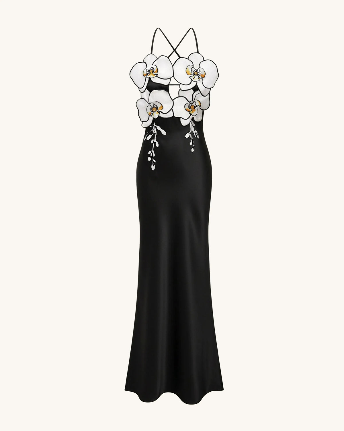 Orchid Embroidered Dress – Black/White