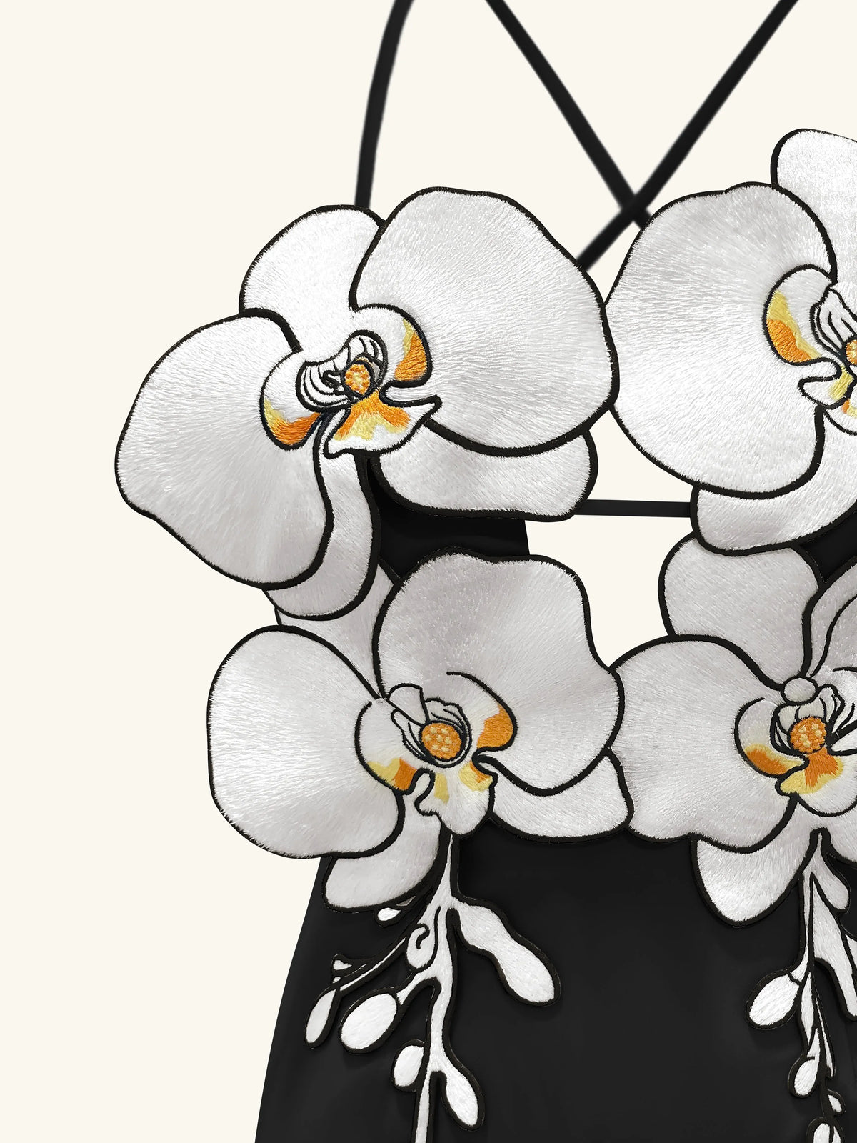 Orchid Embroidered Dress – Black/White