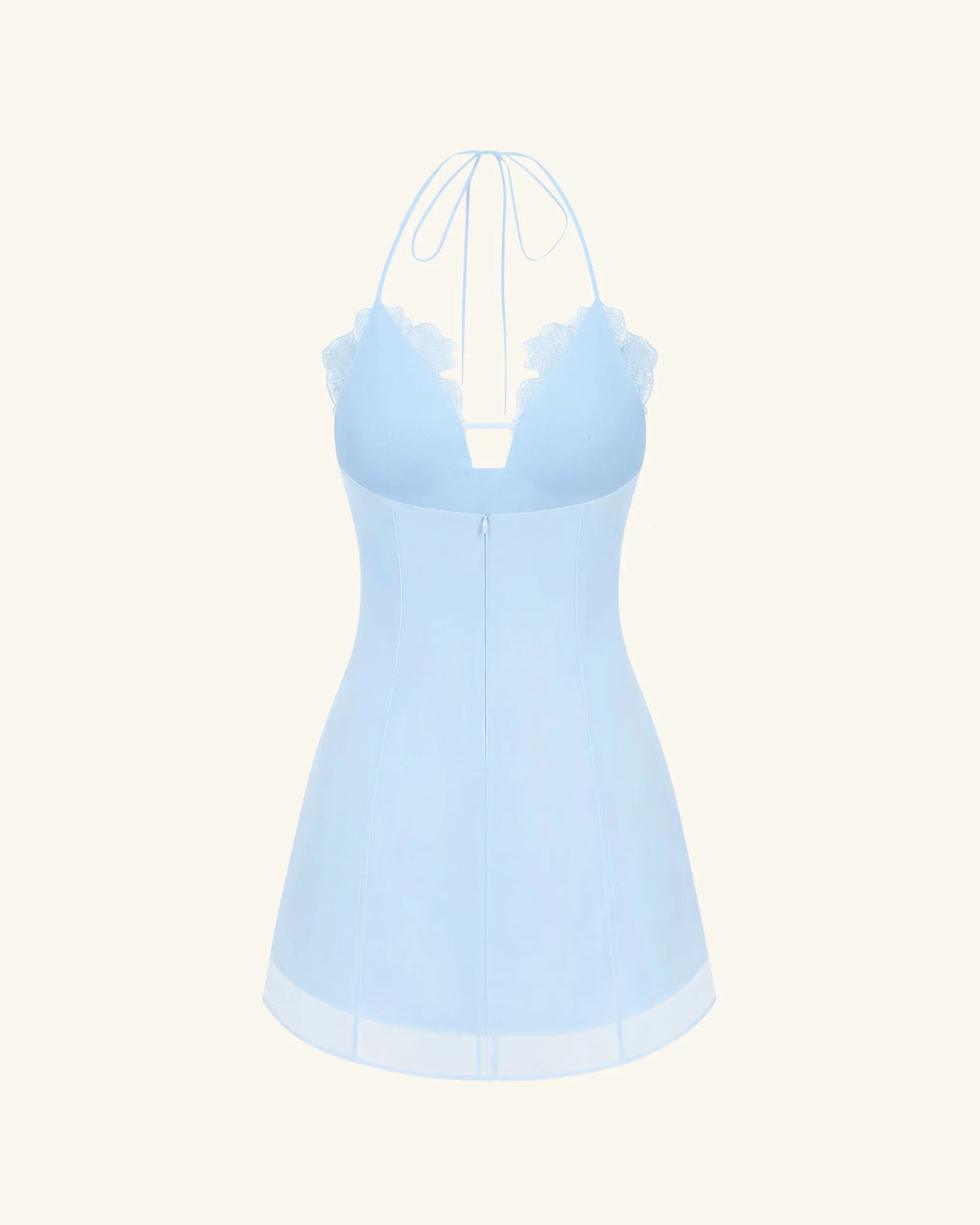 Flower Embroidered Mini Dress - Blue
