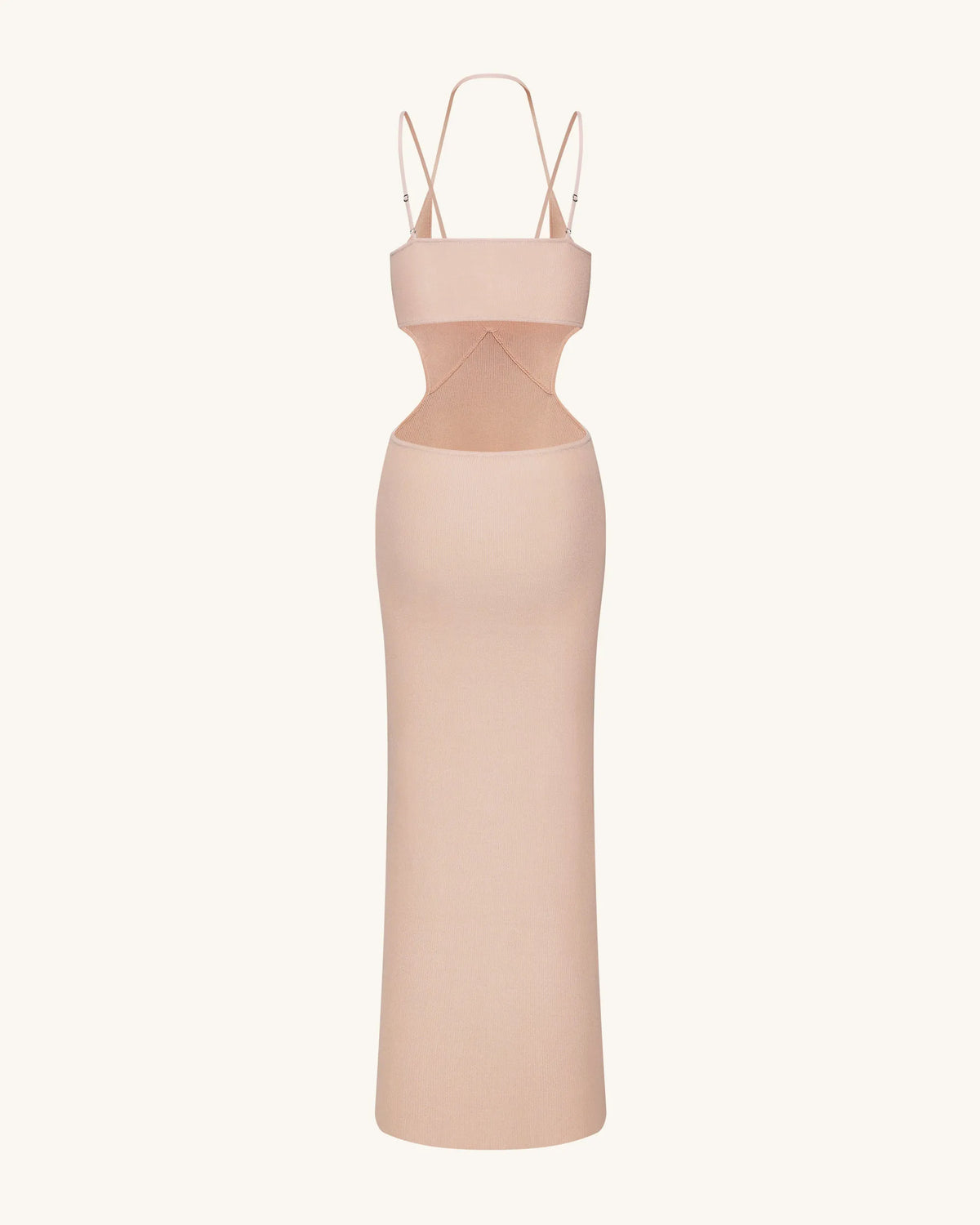 Ribbed Knit Cutout Maxi Dress - Pink