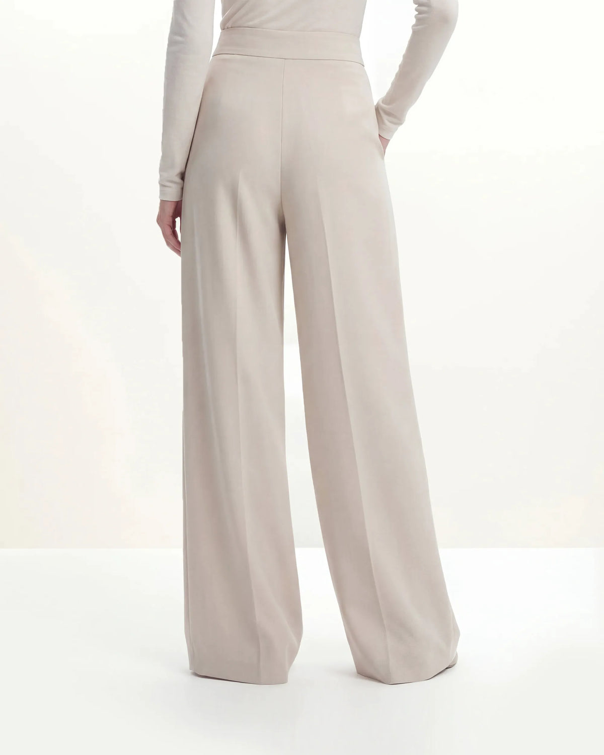 Pleated Wide-Leg Trousers - Beige
