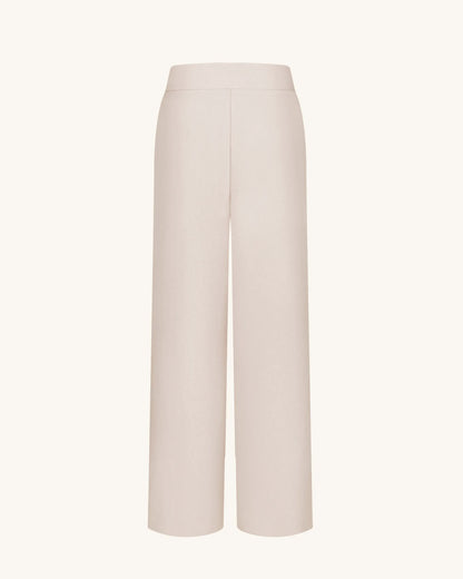 Pleated Wide-Leg Trousers - Beige