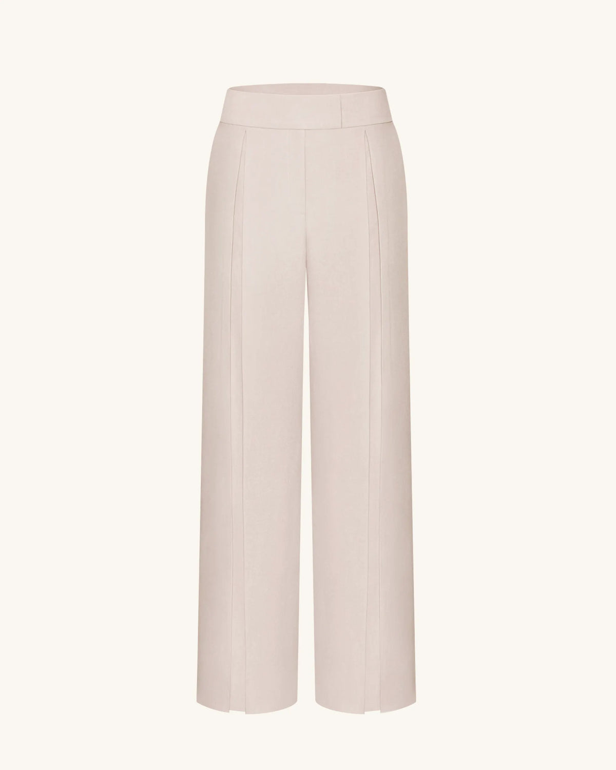 Pleated Wide-Leg Trousers - Beige
