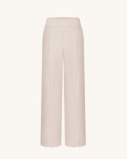 Pleated Wide-Leg Trousers - Beige