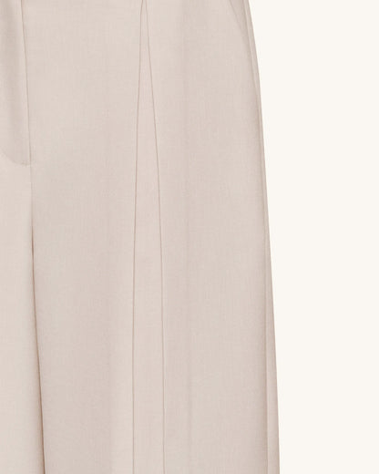 Pleated Wide-Leg Trousers - Beige