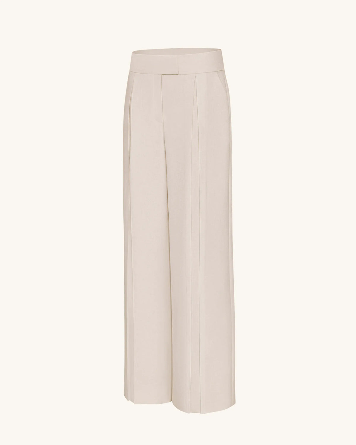 Pleated Wide-Leg Trousers - Beige