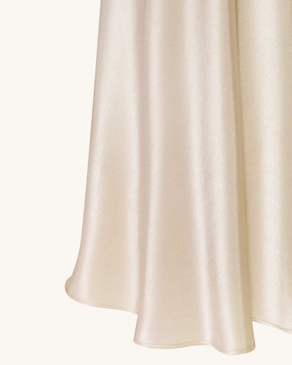 Satin-Feel Draped Maxi Skirt - Cream