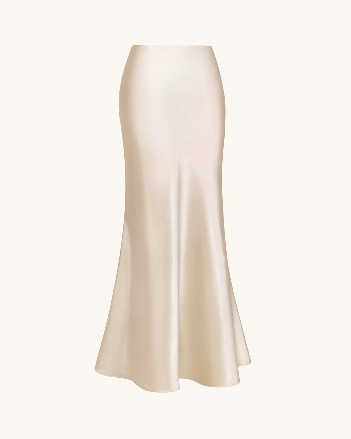 Satin-Feel Draped Maxi Skirt - Cream