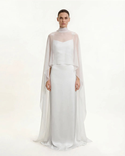 Tulle Cape Shawl - White