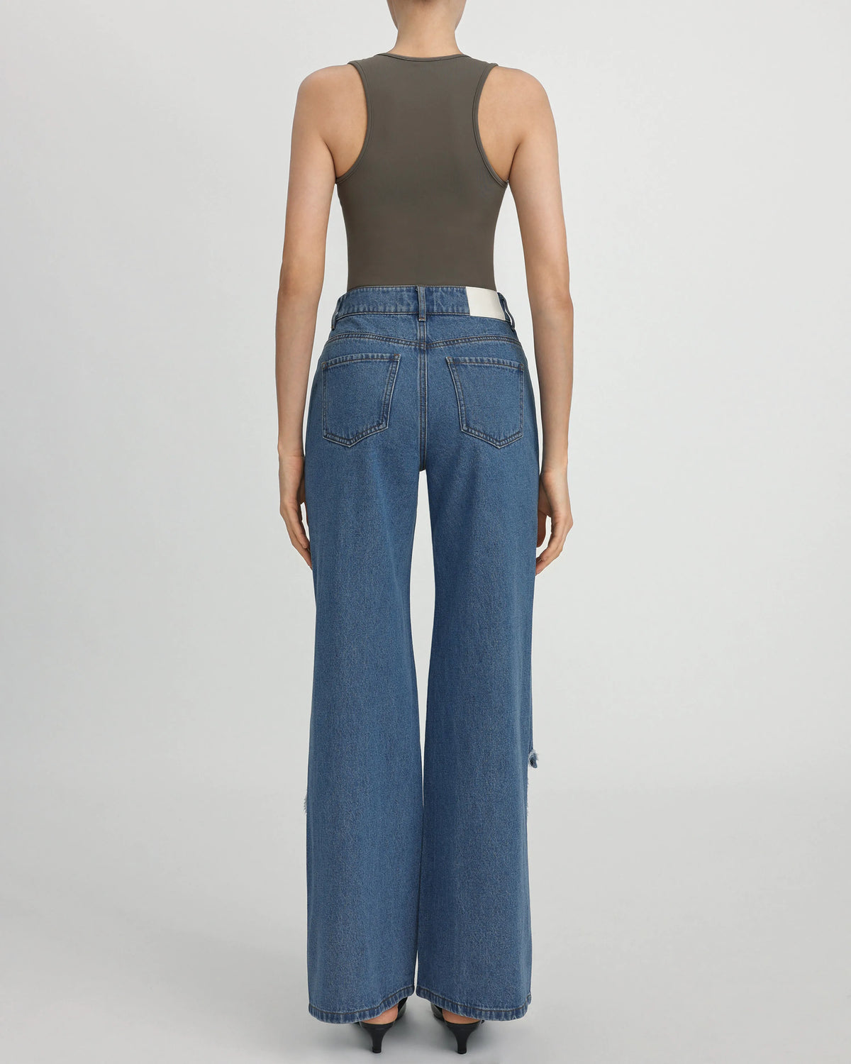 Sophia Embellished Heart Cut-Out Denim Jeans - Medium Blue