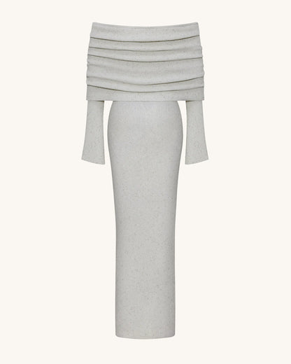 Knit Off-Shoulder Maxi Dress - Cream