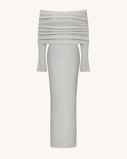 Knit Off-Shoulder Maxi Dress - Cream