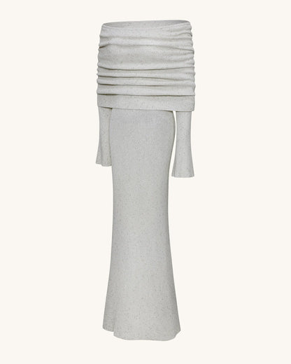 Knit Off-Shoulder Maxi Dress - Cream
