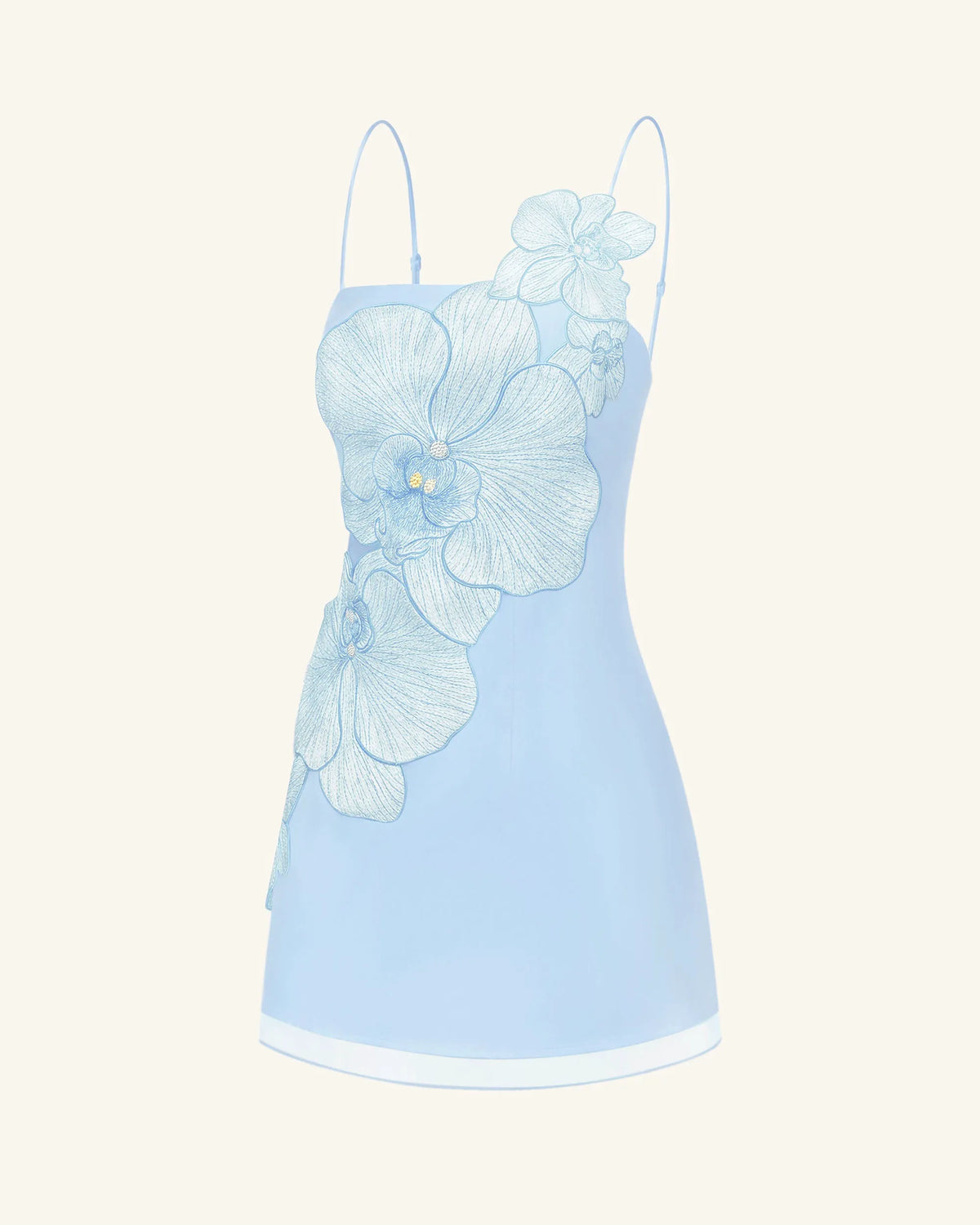 Orchid Appliqué Mini Dress - Blue