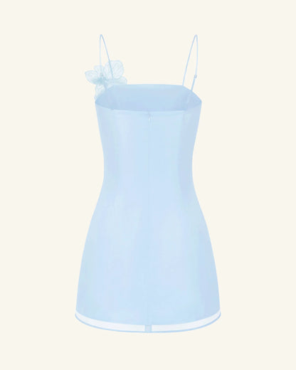 Orchid Appliqué Mini Dress - Blue