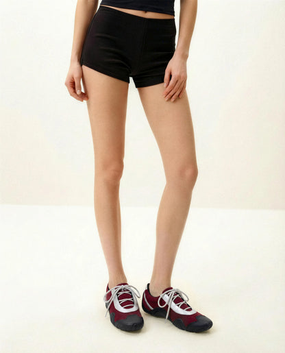 Caitlin Faux Suede Lace-up Ballerina Sneakers - Burgundy & Light Grey