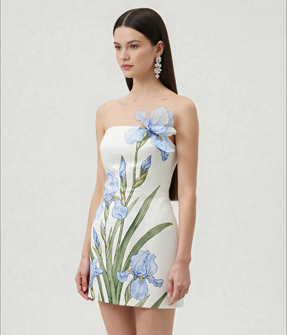 Floral Printed Mini Dress - White