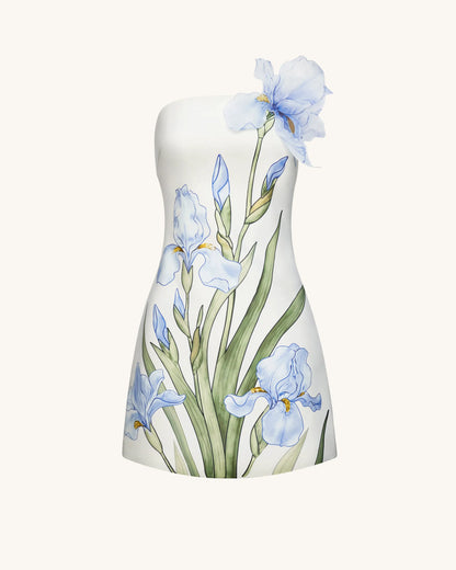 Floral Printed Mini Dress - White