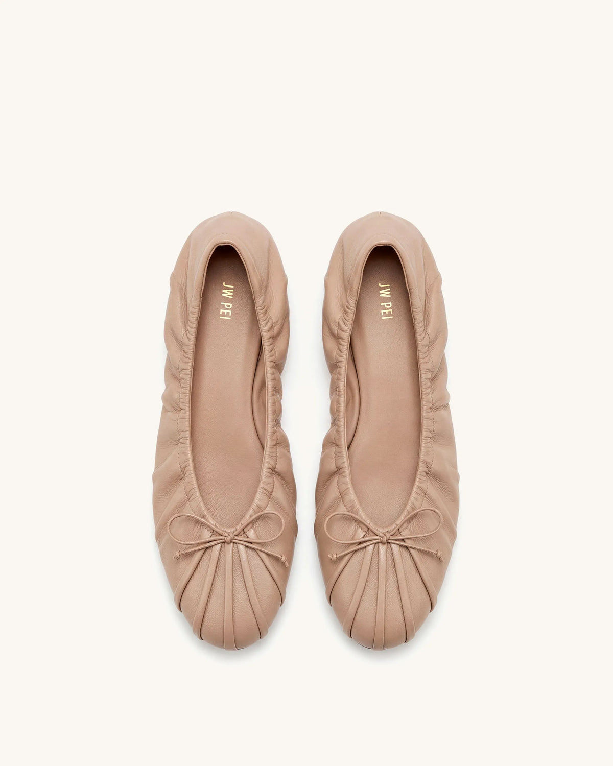 Solenne Ruched Drawstring Ballet Flats - Khaki