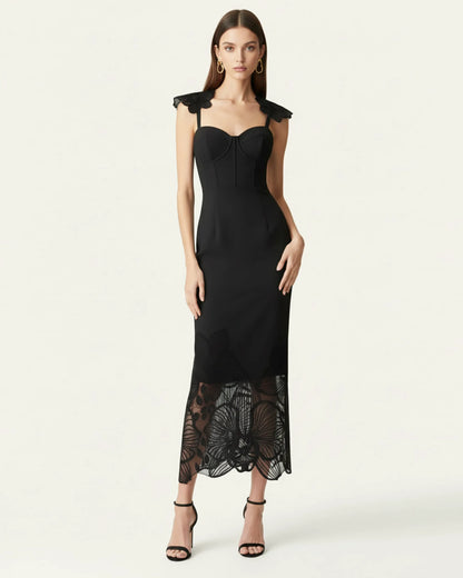 Orchid Embroidered Corset Dress - Black