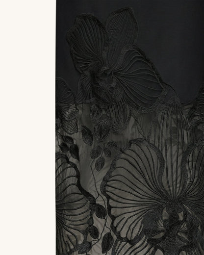 Orchid Embroidered Corset Dress - Black