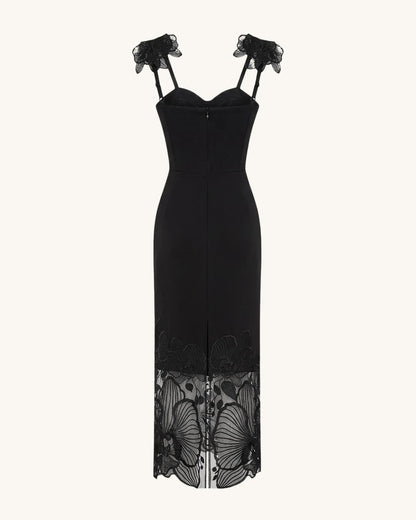 Orchid Embroidered Corset Dress - Black