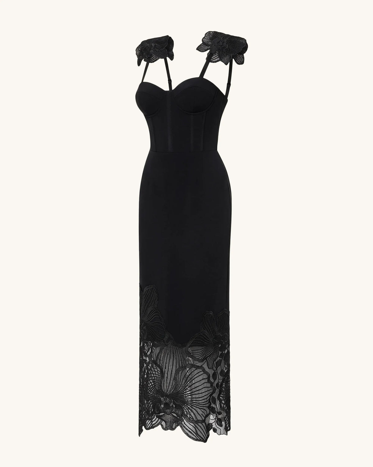 Orchid Embroidered Corset Dress - Black