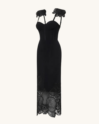 Orchid Embroidered Corset Dress - Black