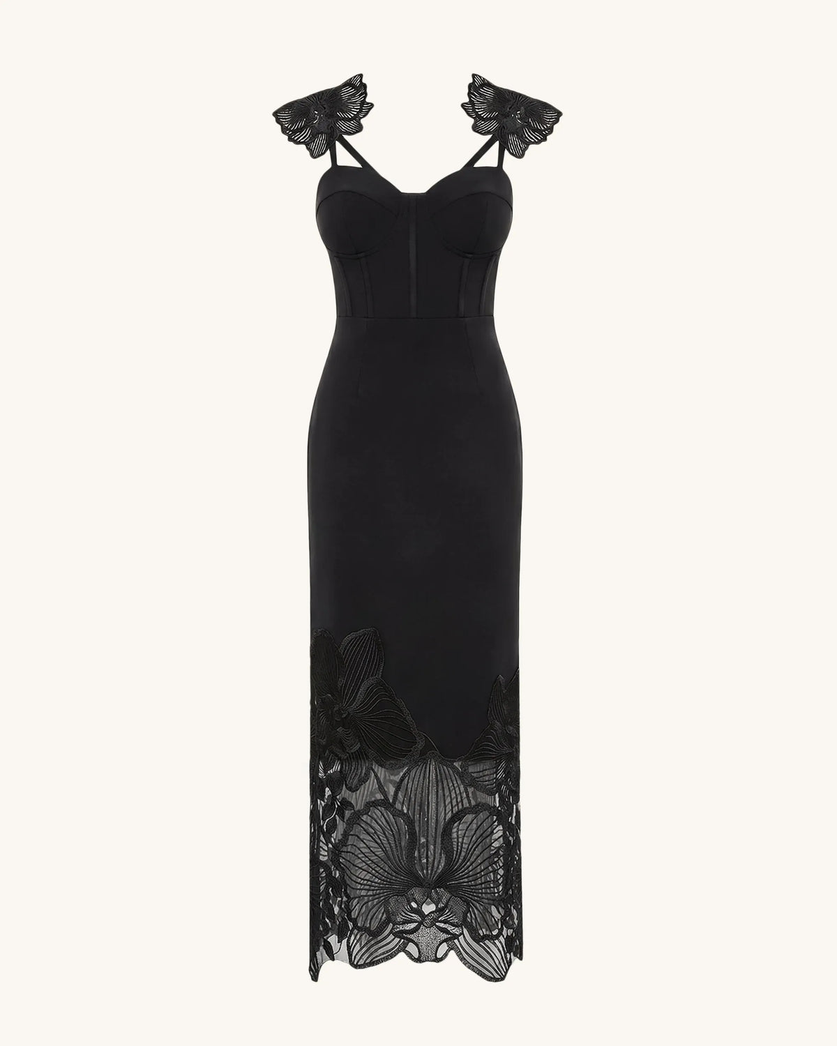Orchid Embroidered Corset Dress - Black
