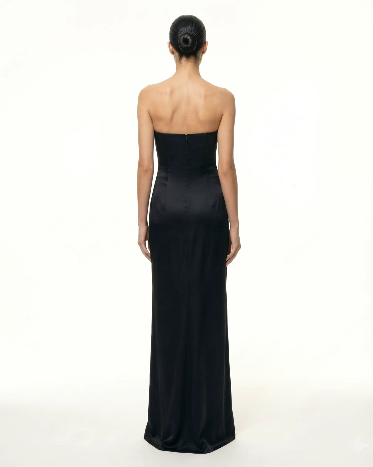 Iris Floral-Appliqué Strapless Maxi Dress - Black