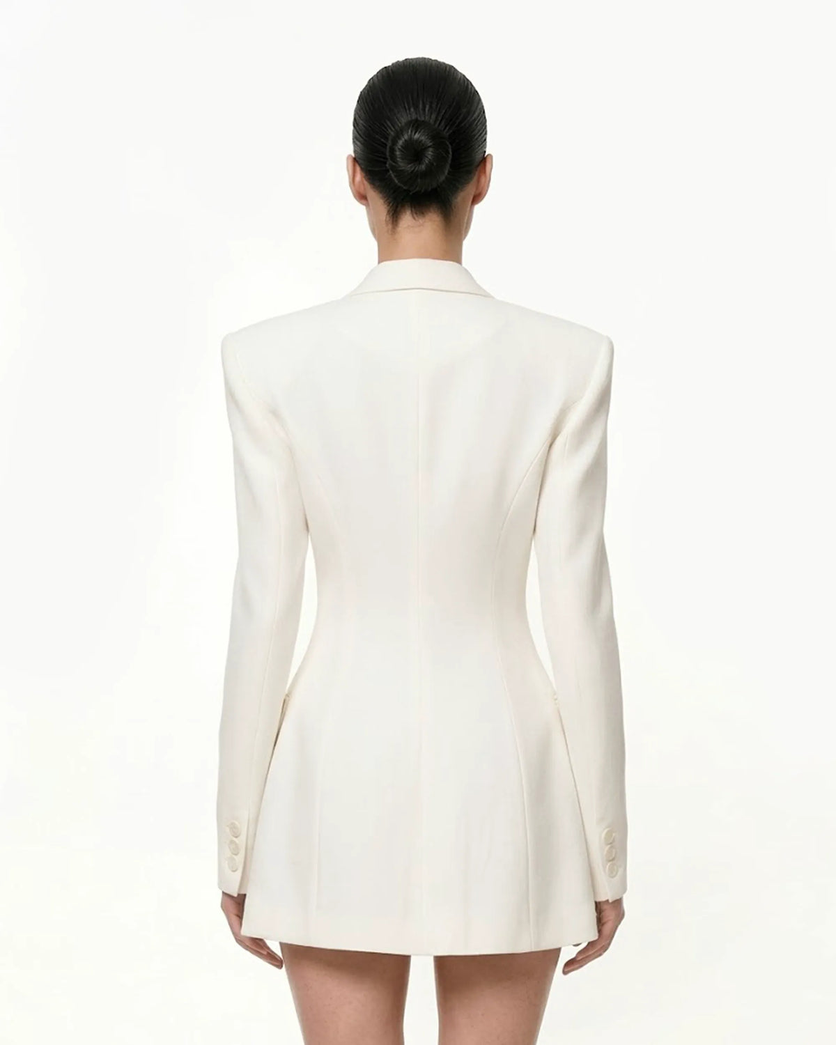 Iris Embroidery Hourglass Blazer - White