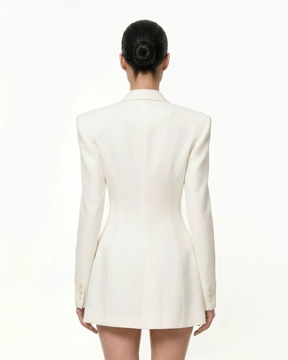 Iris Embroidery Hourglass Blazer - White