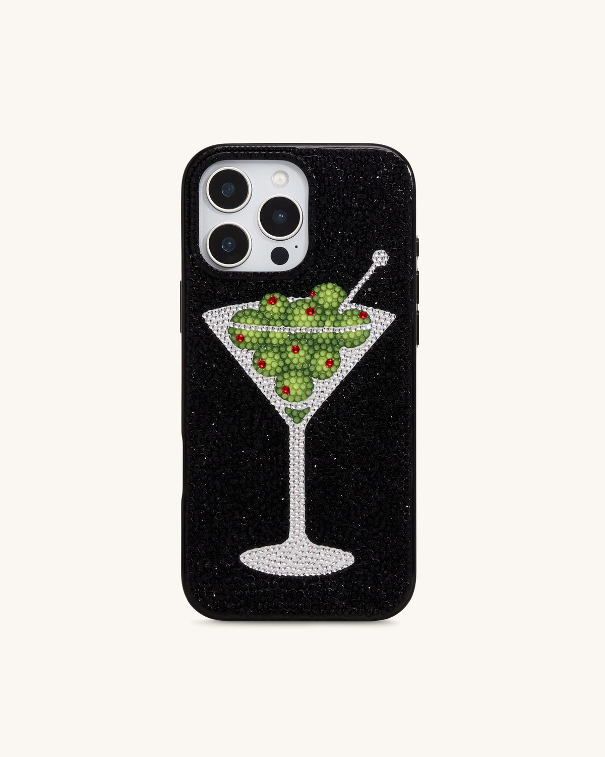 Olive Martini Artificial Crystal Phone Case - Black