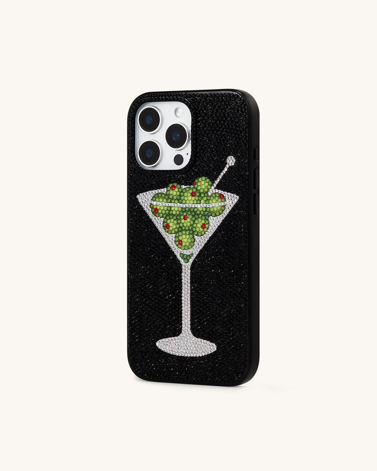 Olive Martini Artificial Crystal Phone Case - Black