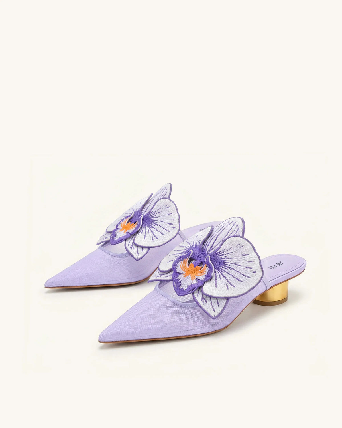 Helena Embroidery Decoration Pierced Mules - Purple
