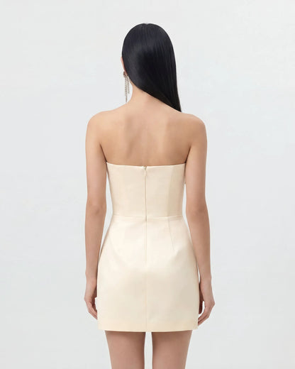 Slipper Orchid Appliqué Mini Dress - Ivory/Blue