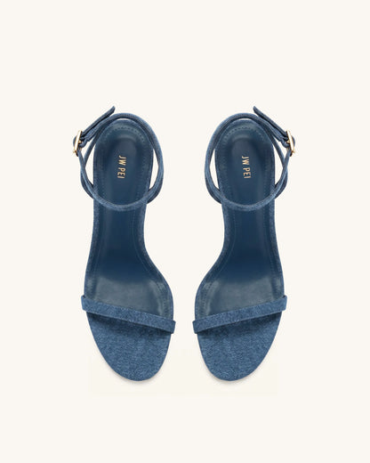 Alivia Gold Metal Heel Sandals - Denim Blue