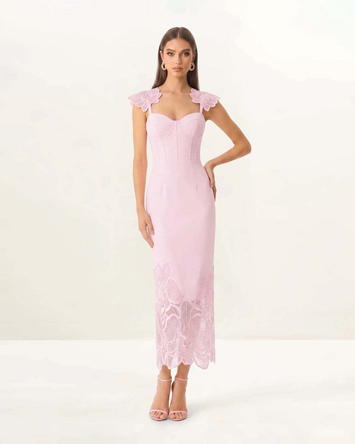 Orchid Embroidered Corset Dress - Dusty Rose